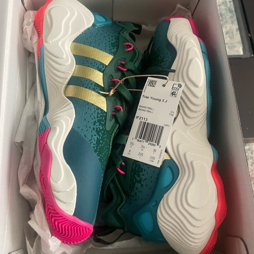 adidas Kids Sneakers - Dark Green and Gold Trae Young 3 J